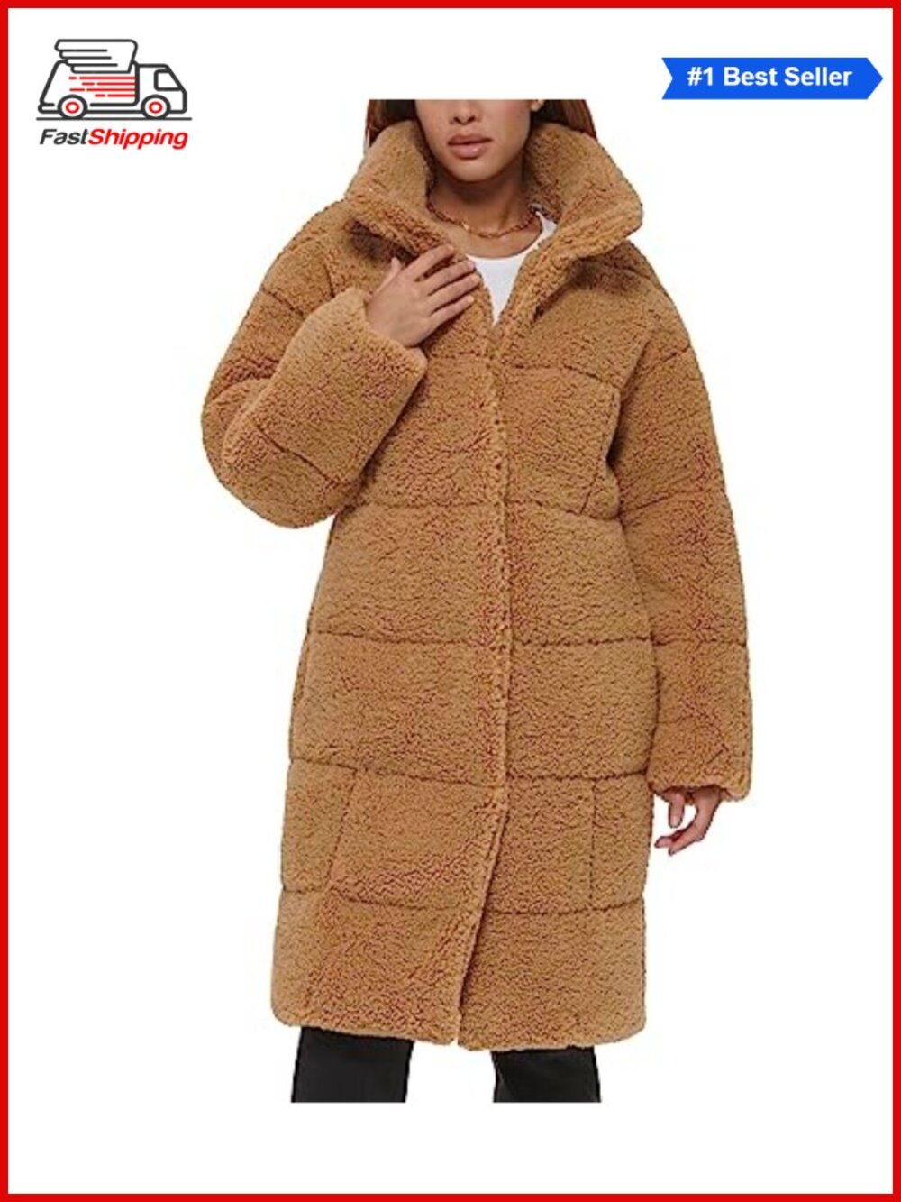 ✨Levi's Patchwork Quilted Teddy Coat Sherpa Snap Button Long Sleeve